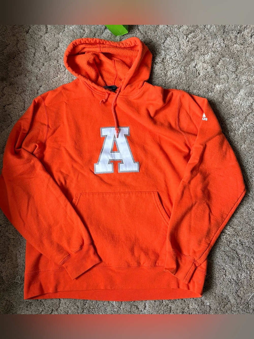 adidas Orange Hooded Sweatshirt with White 'A' Patch
